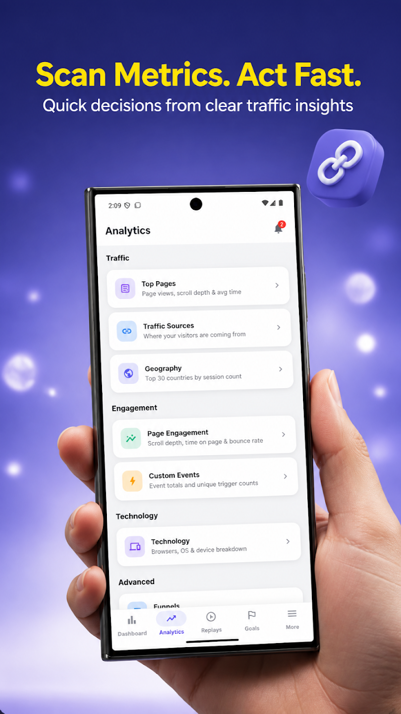 LeadFnF mobile app — analytics screen